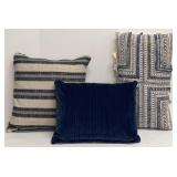 3-Piece Blue Decorative Throw Pillow Set in various patterns