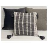 CELERIE 3-Pack Throw Pillows - Gray/Patterned with Tassels