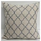 Euphoria 3-Piece Throw Pillow Set - Denim Blue & Beige Geometric Trellis