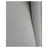 Pair of Beige Upholstered Dining Chairs with Dark Wood Legs & Nailhead Trim