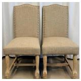 Pair of Beige Upholstered Chairs with Nailhead Trim Imported by JGW Furniture (Matches lot 13)