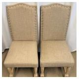 Pair of Beige Upholstered Chairs with Nailhead Trim Imported by JGW Furniture (Matches lot 13)