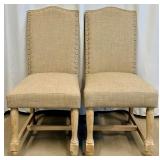 Pair of Beige Upholstered Chairs with Nailhead Trim Imported by JGW Furniture (Matches lot 12)
