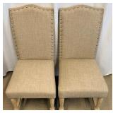 Pair of Beige Upholstered Chairs with Nailhead Trim Imported by JGW Furniture (Matches lot 12)