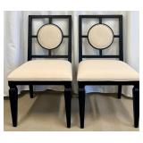 Pair of Wellhouse International CO.,LTD Black Wood Dining Chairs with Round Upholstered Backs & Cream Seats (Matches Lot 14 & 16)