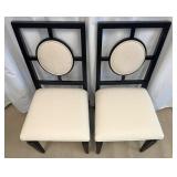 Pair of Wellhouse International CO.,LTD Black Wood Dining Chairs with Round Upholstered Backs & Cream Seats (Matches Lot 14 & 16)