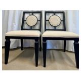Pair of Wellhouse International CO.,LTD Black Wood Dining Chairs with Round Upholstered Backs & Cream Seats (Matches Lot 14 & 16)