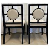 Pair of Wellhouse International CO.,LTD Black Wood Dining Chairs with Round Upholstered Backs & Cream Seats (Matches Lot 14 & 16)