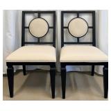 Pair of Wellhouse International CO.,LTD Black Wood Dining Chairs with Round Upholstered Backs & Cream Seats (Matches Lot 14 & 15)