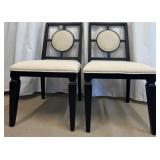 Pair of Wellhouse International CO.,LTD Black Wood Dining Chairs with Round Upholstered Backs & Cream Seats (Matches Lot 14 & 15)