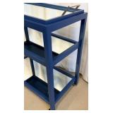 Curate Century Bar Cart in Blue with Mirror Glass Shelfs