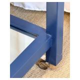 Curate Century Bar Cart in Blue with Mirror Glass Shelfs