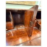 Antique Mahogany Drop-Front Secretary Desk with Leather Writing Surface & Brass Pulls