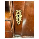 Antique Mahogany Drop-Front Secretary Desk with Leather Writing Surface & Brass Pulls