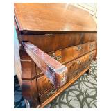 Antique Mahogany Drop-Front Secretary Desk with Leather Writing Surface & Brass Pulls