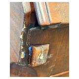 Antique Mahogany Drop-Front Secretary Desk with Leather Writing Surface & Brass Pulls