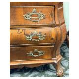 Antique Mahogany Drop-Front Secretary Desk with Leather Writing Surface & Brass Pulls