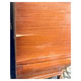 Antique Mahogany Drop-Front Secretary Desk with Leather Writing Surface & Brass Pulls