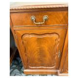 Antique Mahogany Sideboard Buffet with Carved Arched Panels & Brass Hardware