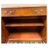 Antique Mahogany Sideboard Buffet with Carved Arched Panels & Brass Hardware