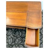 Antique Secretary Desk with Drop-Front Writing Surface, Turned Legs and Accompanying Chair