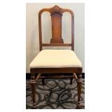 Antique Secretary Desk with Drop-Front Writing Surface, Turned Legs and Accompanying Chair