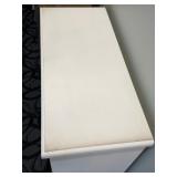 White Vintage Console Cabinet with Two Drawers & Mirrored Lattice Doors