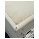 White Vintage Console Cabinet with Two Drawers & Mirrored Lattice Doors