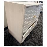 Dresser - White Textured 4-Drawer with Brass Handles & Gold Legs