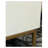 Dresser - White Textured 4-Drawer with Brass Handles & Gold Legs