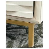 Dresser - White Textured 4-Drawer with Brass Handles & Gold Legs
