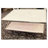 End Table - Chrome & Glass 2-Tier with Casters