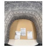 Sam Moore Accent Chair - Grey & White Geometric Upholstery, Dark Wood Legs