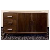 Oak Sideboard Cabinet - Mid-Century Modern - 3 Drawers & 2 Doors