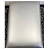 Gray Faux Leather Ottoman Bench with Turned Wood Legs & Casters