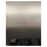 Gray Faux Leather Ottoman Bench with Turned Wood Legs & Casters