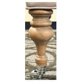 Gray Faux Leather Ottoman Bench with Turned Wood Legs & Casters