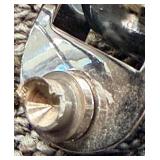 Gray Faux Leather Ottoman Bench with Turned Wood Legs & Casters