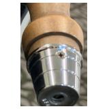 Gray Faux Leather Ottoman Bench with Turned Wood Legs & Casters