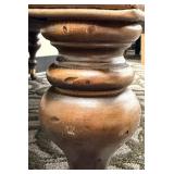 Copper/Brass Colored Covered Ottoman Footstool with Turned Wood Legs & Casters