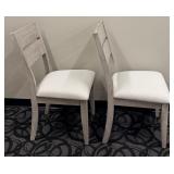Honai Dining Chairs - White Upholstered Seats - Light Wood Finish - Slatted Back - Set of 2 (Matches Lot 36)