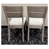 Honai Dining Chairs - White Upholstered Seats - Light Wood Finish - Slatted Back - Set of 2 (Matches Lot 36)