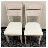 Honai Dining Chairs - White Upholstered Seats - Light Wood Finish - Slatted Back - Set of 2 (Matches lot 35)