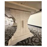 Farmhouse Dining Table - Whitewashed Plank Top & Central Pedestal Base