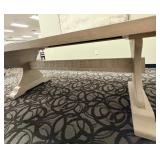 Farmhouse Dining Table - Whitewashed Plank Top & Central Pedestal Base