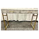 Vinyl Console Table with Gold Bamboo style Legs - 2 Drawers