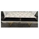 Vinyl Console Table with Gold Bamboo style Legs - 2 Drawers