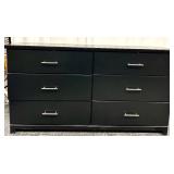 Black 6-Drawer Dresser - Two-Column Layout with Brushed Metal Handles