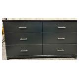 Black 6-Drawer Dresser - Two-Column Layout with Brushed Metal Handles