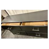 Black 6-Drawer Dresser - Two-Column Layout with Brushed Metal Handles